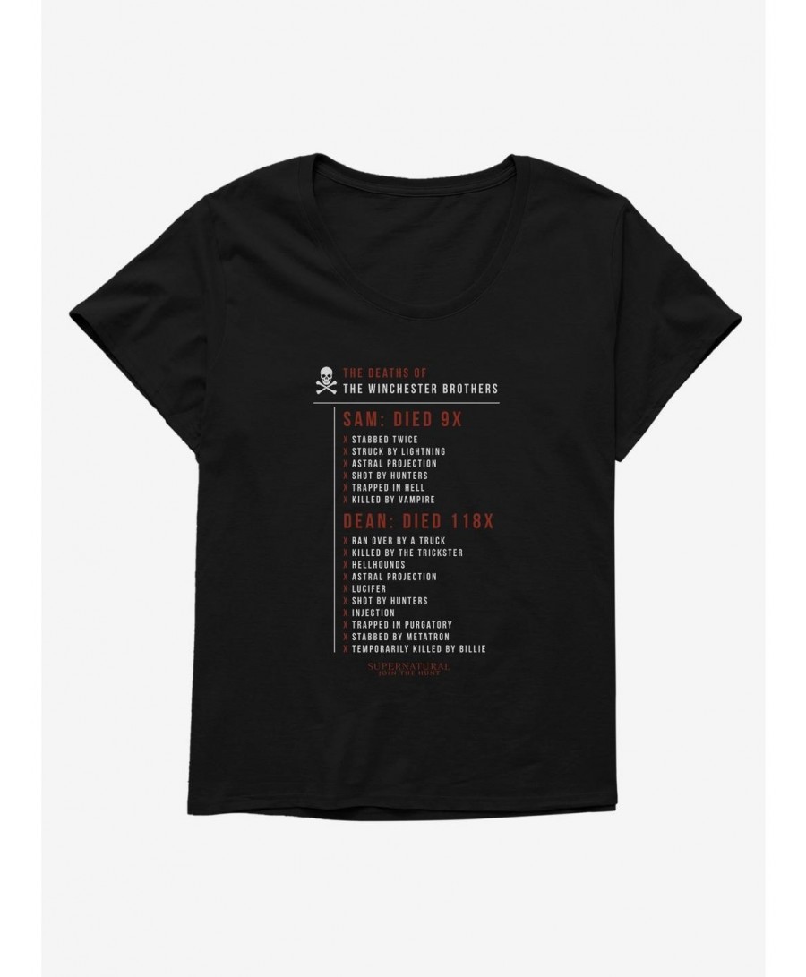 Limited Time Special Supernatural Deaths Of Sam & Dean Girls Plus Size T-Shirt $9.94 T-Shirts