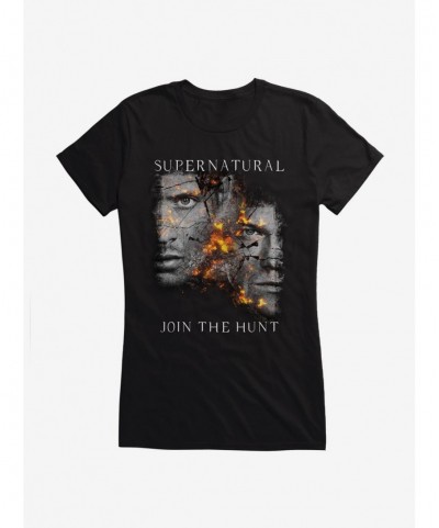 Bestselling Supernatural Fire Crackle Sam & Dean Girls T-Shirt $5.98 T-Shirts