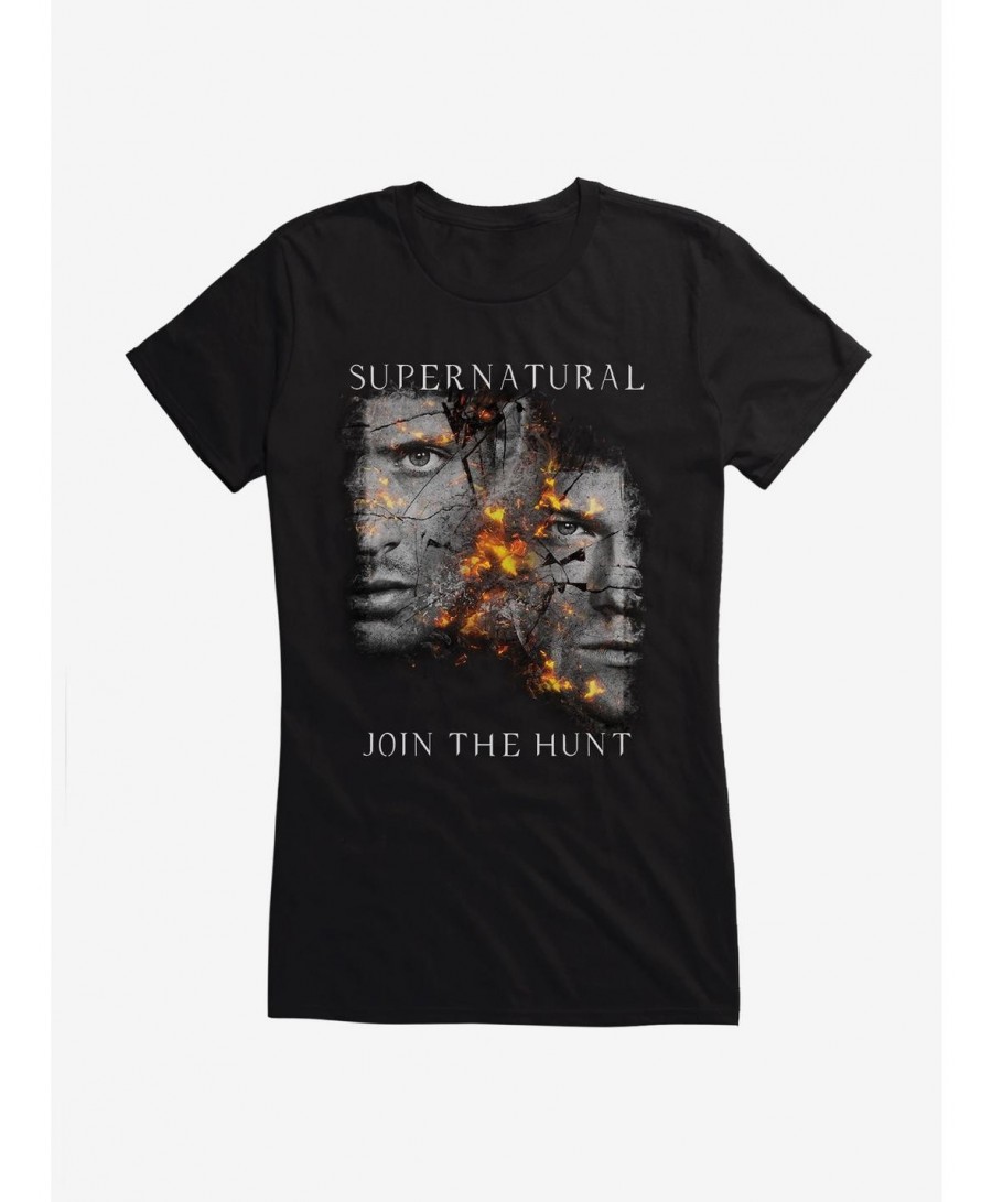 Bestselling Supernatural Fire Crackle Sam & Dean Girls T-Shirt $5.98 T-Shirts