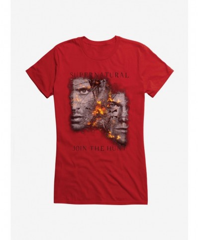 Bestselling Supernatural Fire Crackle Sam & Dean Girls T-Shirt $5.98 T-Shirts