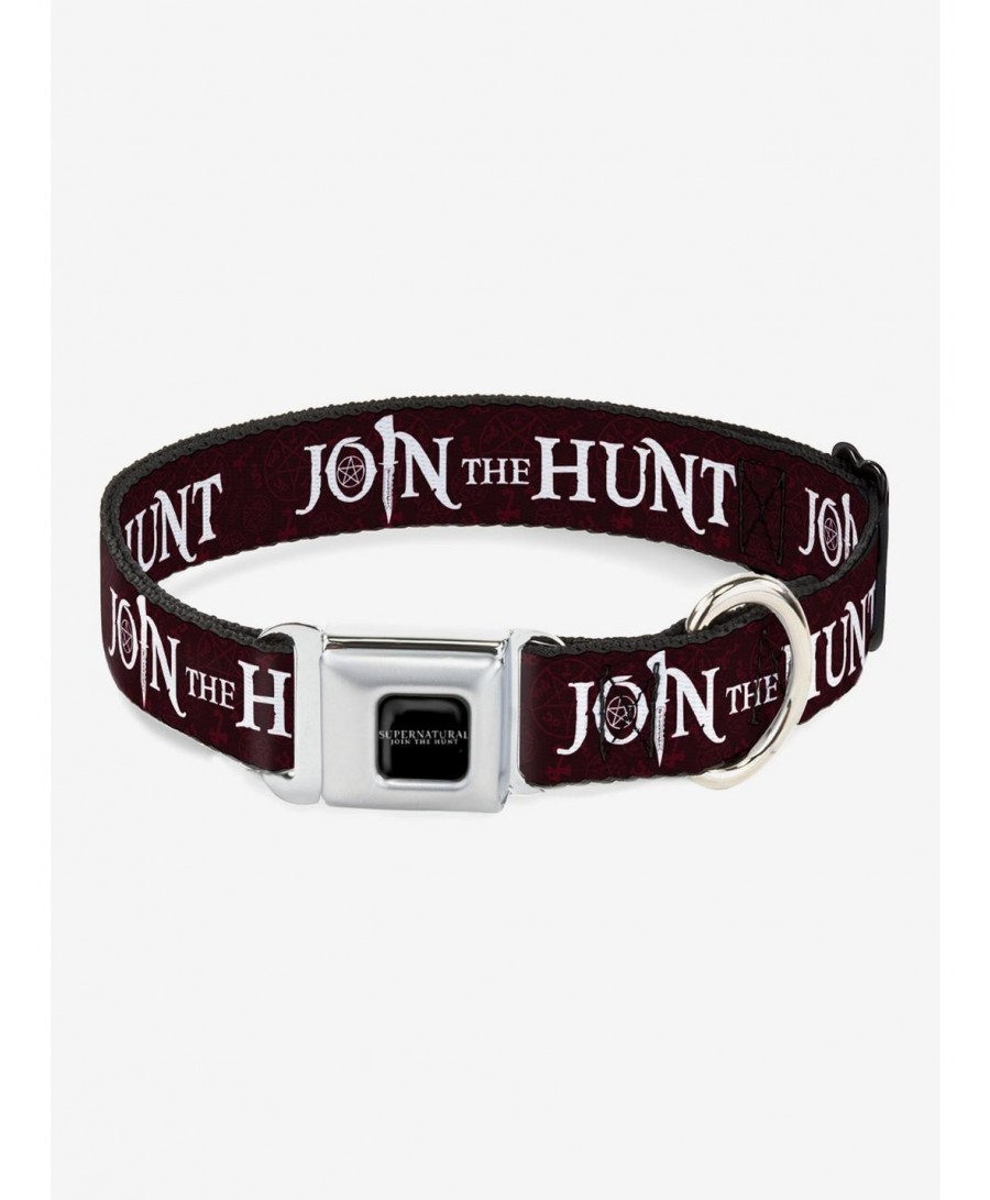 Cheap Sale Supernatural Join the Hunt Symbols Scattered Seatbelt Buckle Dog Collar $8.70 Pet Collars