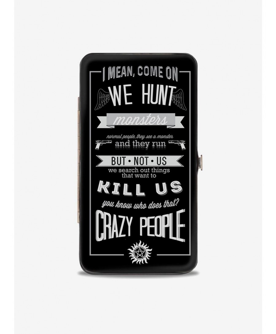 Premium Supernatural Dean Crazy People Quote Winchester Pentagram Hinged Wallet $8.57 Wallets