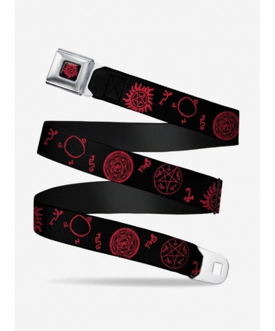 Flash Sale Supernatural Symbols Scattered Seatbelt Belt $8.96 Belts