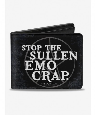 Cheap Sale Supernatural Stop The Sullen Emo Crap Pentagram Bi-fold Wallet $7.75 Wallets