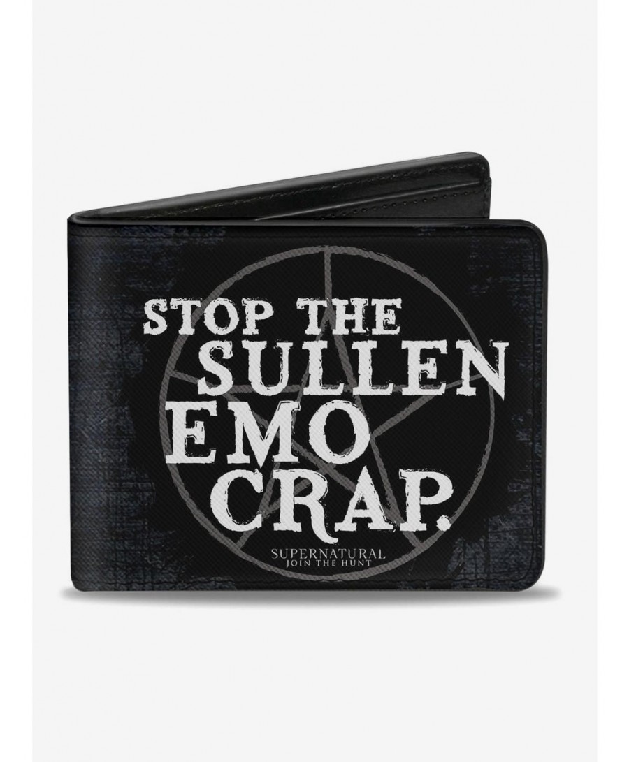 Cheap Sale Supernatural Stop The Sullen Emo Crap Pentagram Bi-fold Wallet $7.75 Wallets