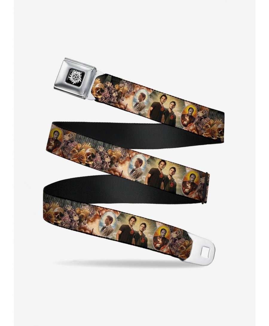 Exclusive Price Supernatural Saintly Icons Skull Roses Seatbelt Belt $8.96 Belts