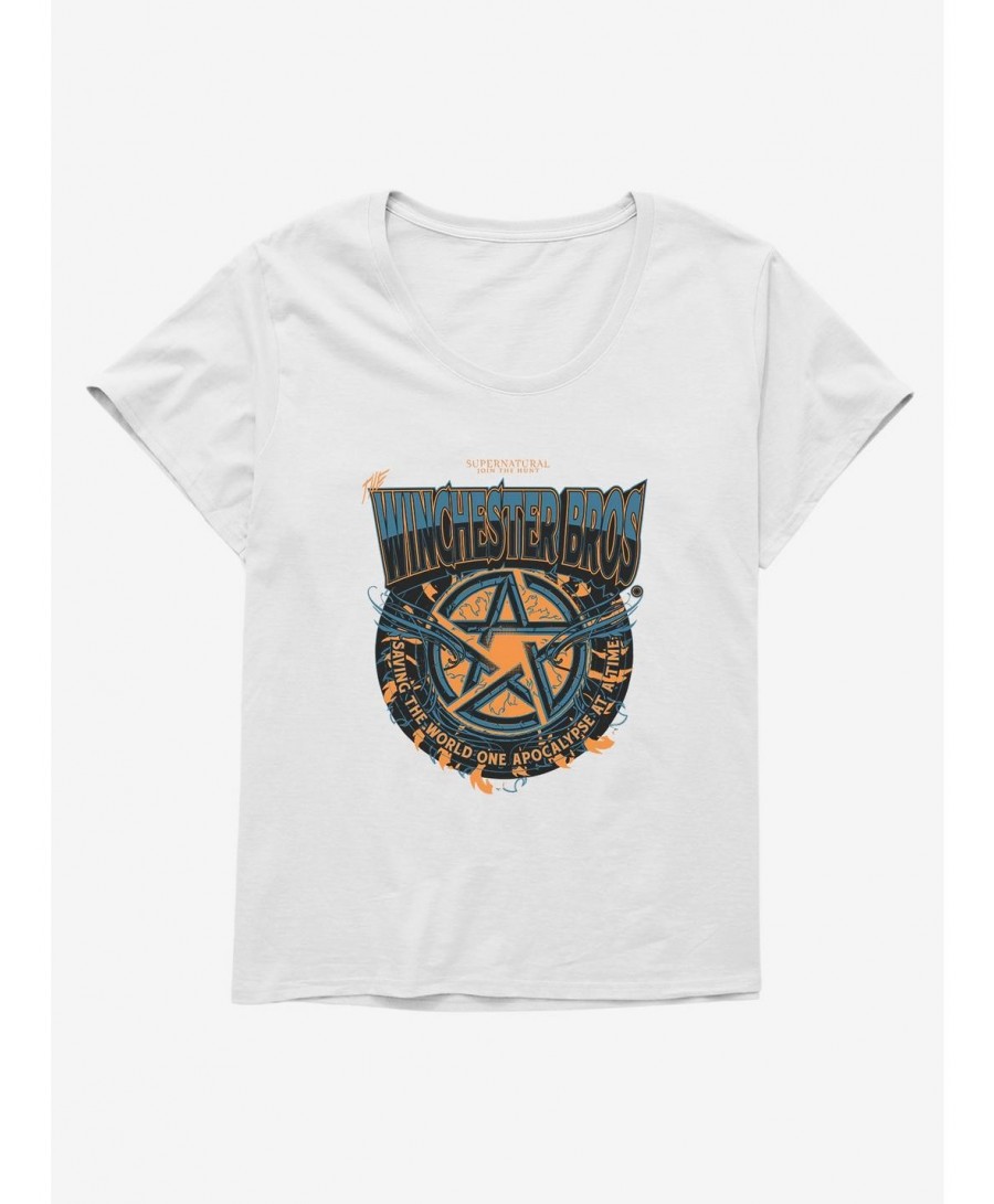 Exclusive Price Supernatural Winchester Bros. Saving The World Girls T-Shirt Plus Size $11.33 T-Shirts