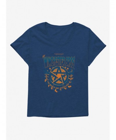 Exclusive Price Supernatural Winchester Bros. Saving The World Girls T-Shirt Plus Size $11.33 T-Shirts