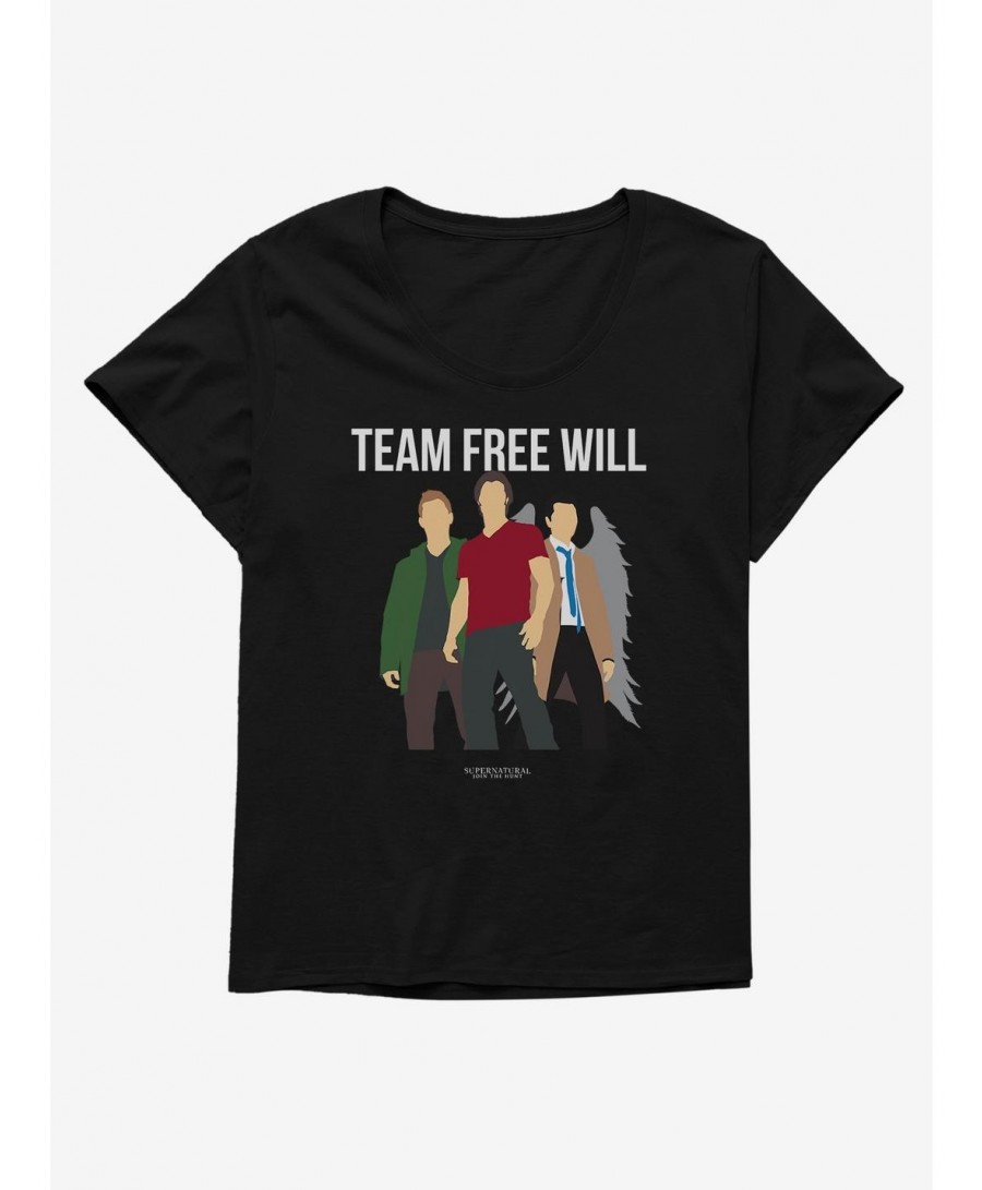 Crazy Deals Supernatural Team Free Will Girls Plus Size T-Shirt $9.94 T-Shirts