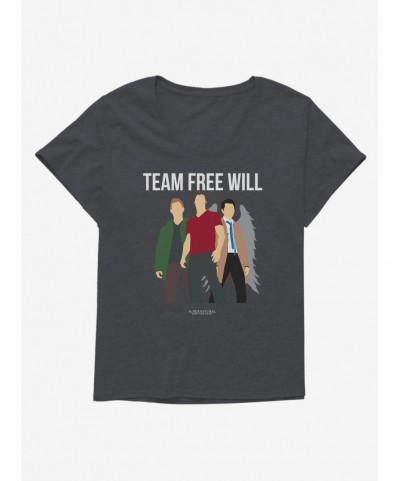 Crazy Deals Supernatural Team Free Will Girls Plus Size T-Shirt $9.94 T-Shirts