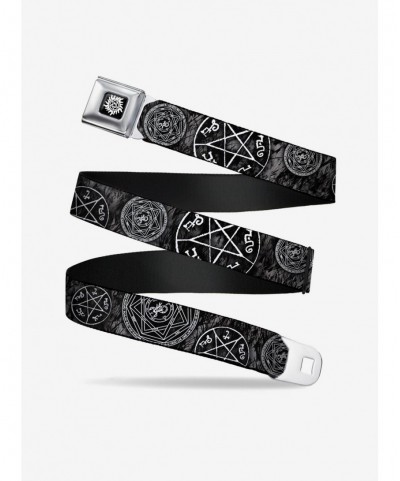 Discount Supernatural Black & White Icons Seatbelt Belt $11.95 Belts