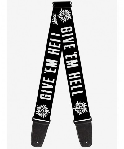 Premium Supernatural Winchester Pentagram Give Em Hell Guitar Strap $9.71 Guitar Straps