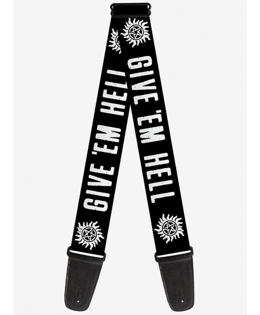 Premium Supernatural Winchester Pentagram Give Em Hell Guitar Strap $9.71 Guitar Straps