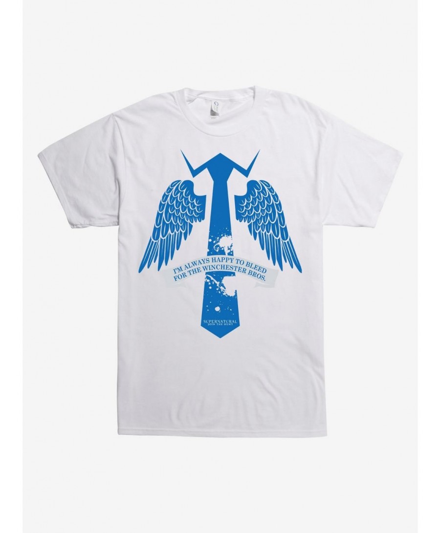 Discount Sale Supernatural Castiel Tie T-Shirt $7.65 T-Shirts