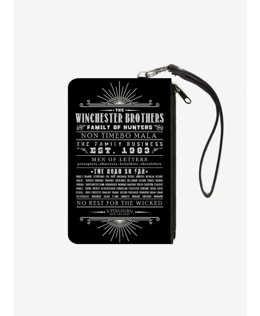 Fashion Supernatural Quotes Scroll Black White Zip Clutch Canvas Wallet $8.57 Wallets