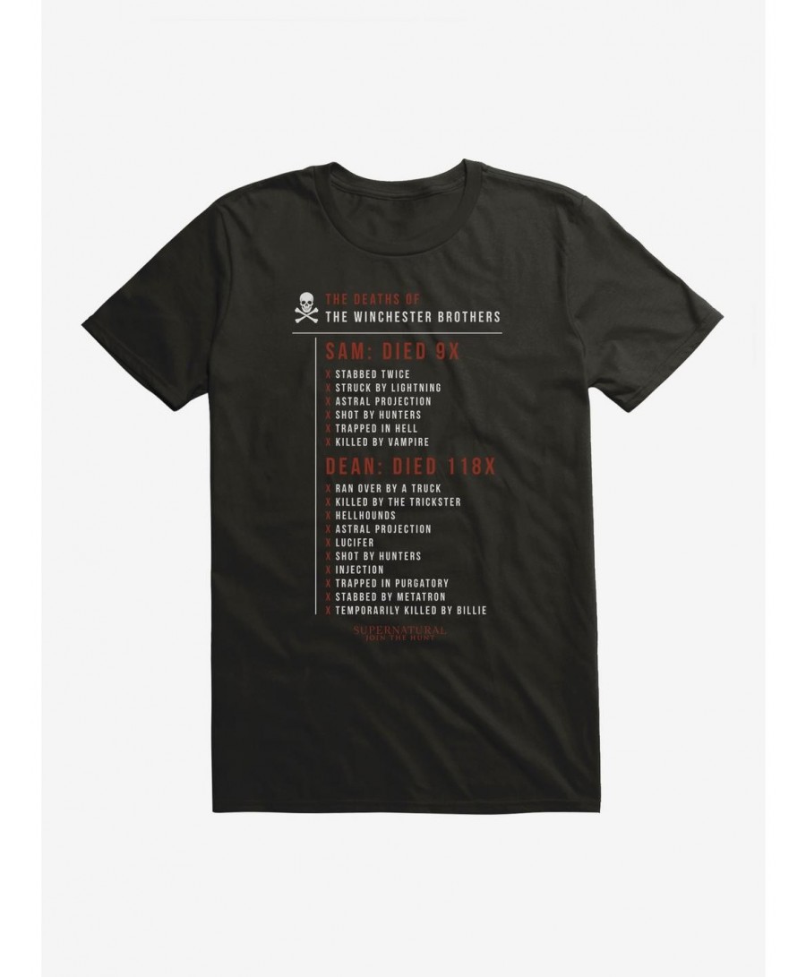 Flash Sale Supernatural Deaths Of Sam And Dean T-Shirt $7.07 T-Shirts