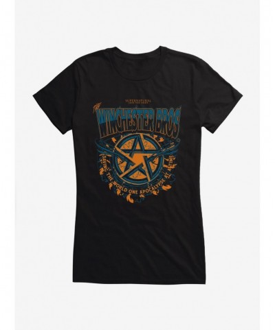 Big Sale Supernatural Winchester Bros Pentagram Girls T-Shirt $8.76 T-Shirts