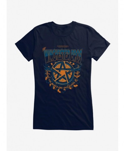 Big Sale Supernatural Winchester Bros Pentagram Girls T-Shirt $8.76 T-Shirts