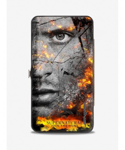 Big Sale Supernatural Sam Dean Broken Faces Close Up Grays Flames Hinged Wallet $9.20 Wallets