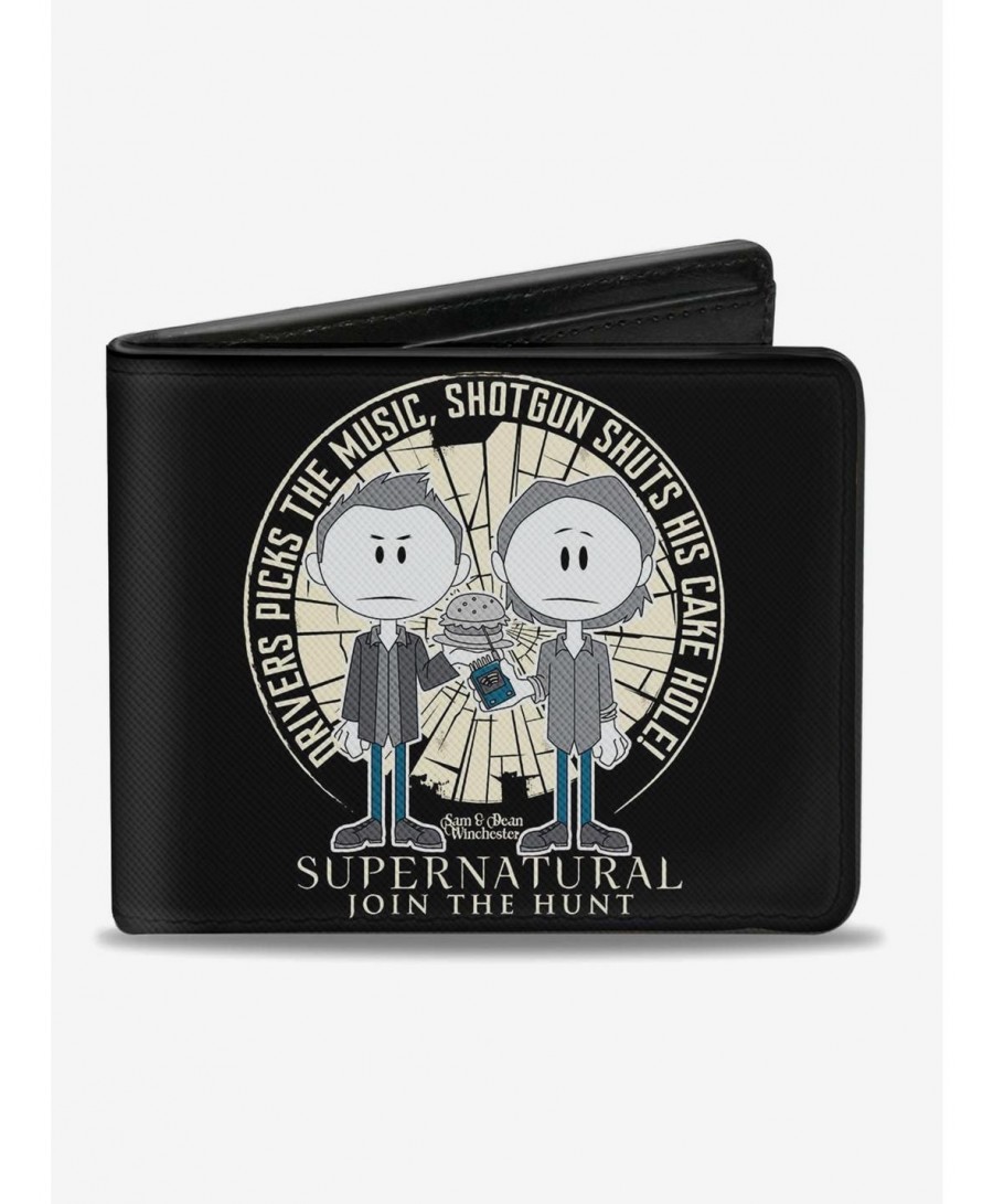 Discount Sale Supernatural Sam Dean Winchester Driver Picks the Music Shattered Glass Bi-fold Wallet $6.05 Wallets