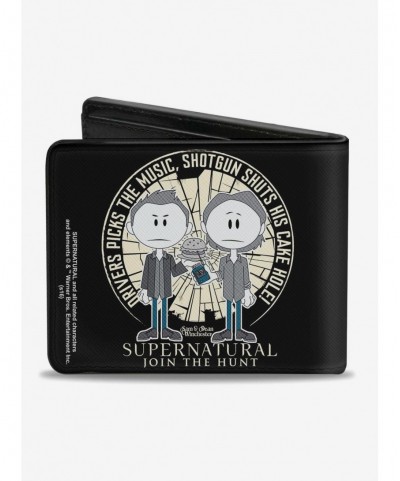 Discount Sale Supernatural Sam Dean Winchester Driver Picks the Music Shattered Glass Bi-fold Wallet $6.05 Wallets