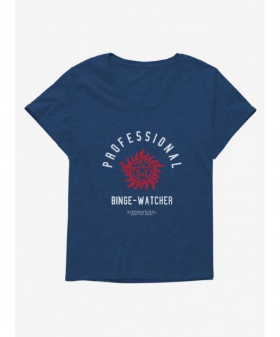 New Arrival Supernatural Professional Binge Watcher Girls Plus Size T-Shirt $11.10 T-Shirts