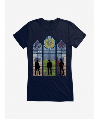 Bestselling Supernatural Stained Glass Sam, Dean & Castiel Girls T-Shirt $9.56 T-Shirts