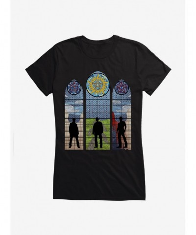 Bestselling Supernatural Stained Glass Sam, Dean & Castiel Girls T-Shirt $9.56 T-Shirts