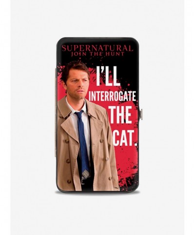 Special Supernatural Castiel I'll Interrogate The Cat Black Blood Splatter Hinged Wallet $10.45 Wallets