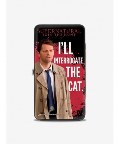 Special Supernatural Castiel I'll Interrogate The Cat Black Blood Splatter Hinged Wallet $10.45 Wallets