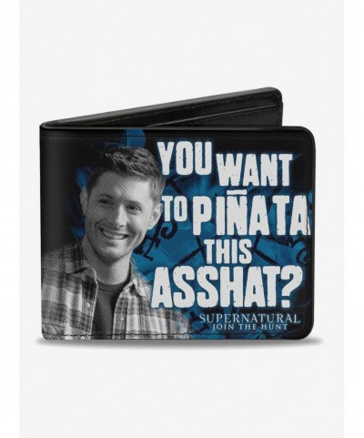 New Arrival Supernatural Dean Pose You Want to Pinata This Asshat Bi-fold Wallet $8.32 Wallets