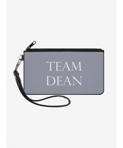 Bestselling Supernatural Team Dean Text Wallet Canvas Zip Clutch $9.07 Clutches