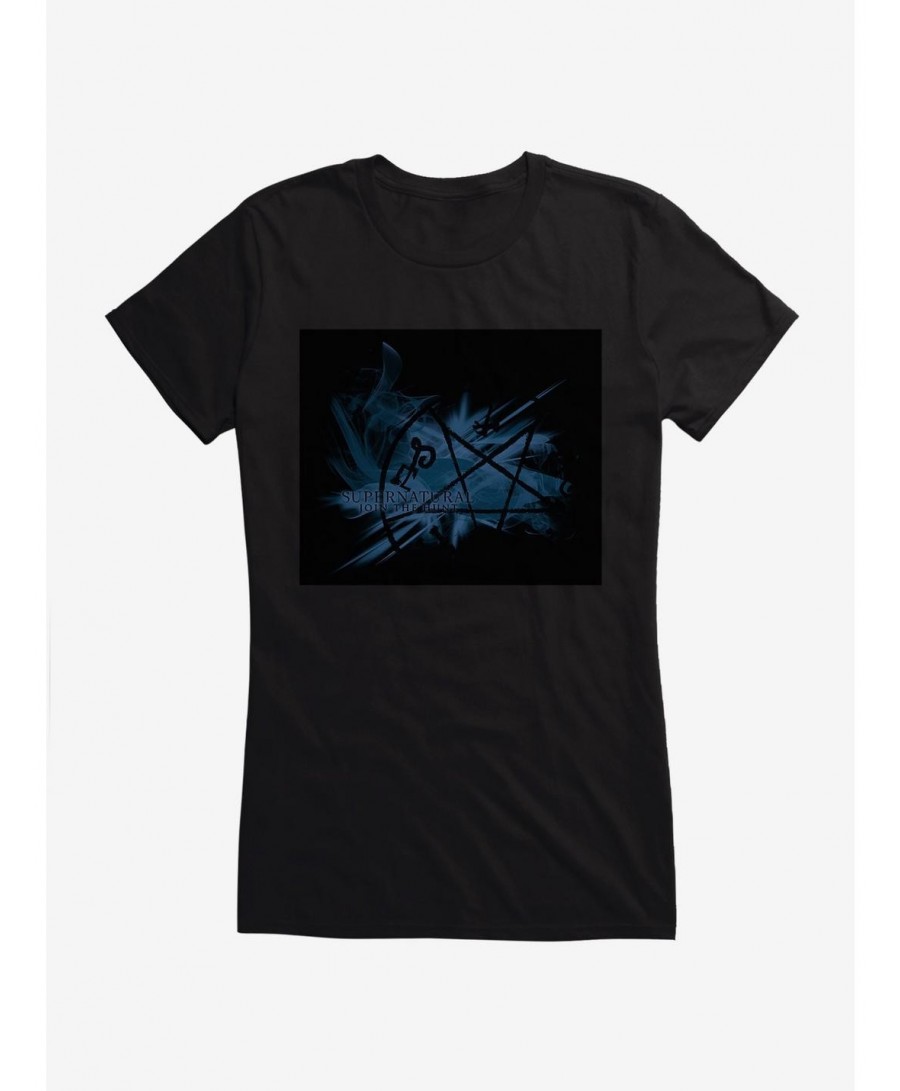 Unique Supernatural Blue Pentagram Girls T-Shirt $9.96 T-Shirts