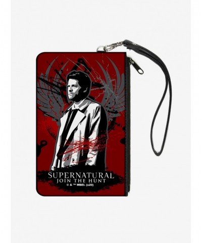 Cheap Sale Supernatural Castiel Angel Wings Zip Clutch Wallet $10.03 Wallets