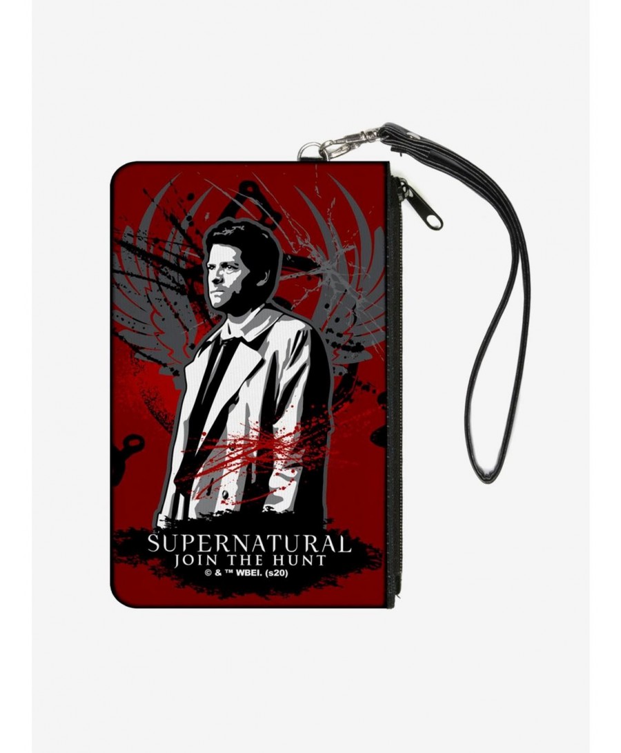 Cheap Sale Supernatural Castiel Angel Wings Zip Clutch Wallet $10.03 Wallets