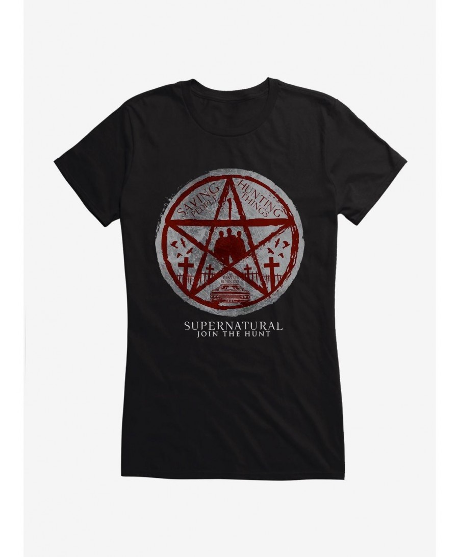 Absolute Discount Supernatural Pentagram Silhouette Girls T-Shirt $8.17 T-Shirts