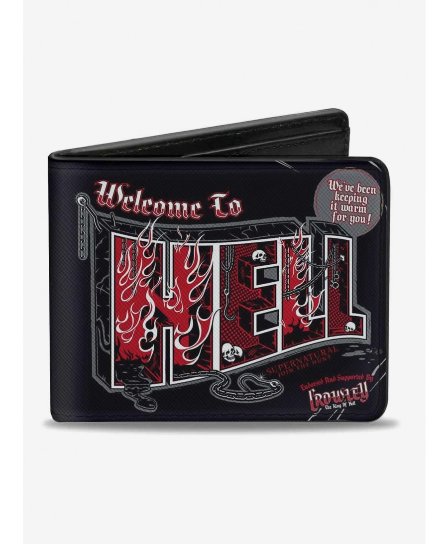 Hot Selling Supernatural Welcome to Hell Flames Skulls Bi-fold Wallet $6.24 Wallets