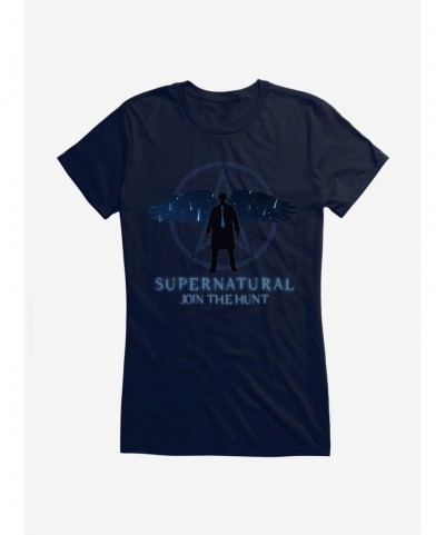 High Quality Supernatural Winged Castiel Girls T-Shirt $9.36 T-Shirts