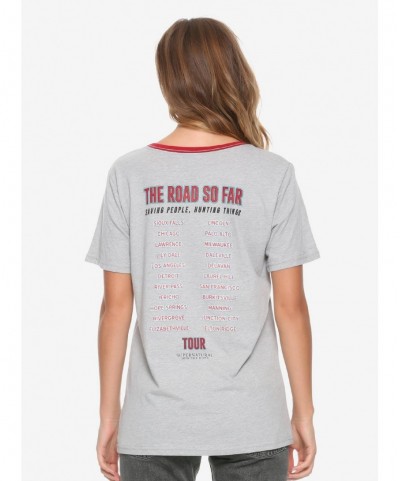 Best Deal Supernatural The Road So Far Tour Girls Ringer T-Shirt $9.71 T-Shirts