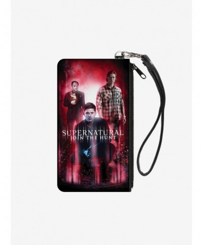 Exclusive Supernatural Join The Hunt Crowley Dean Sam Group Pose Wallet Canvas Zip Clutch $10.45 Clutches