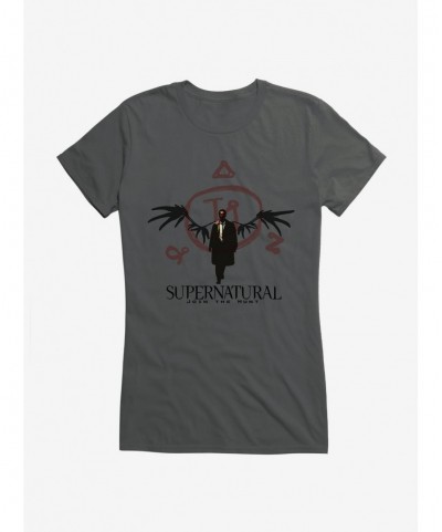 Seasonal Sale Supernatural Castiel Angel Seal Girls T-Shirt $9.36 T-Shirts