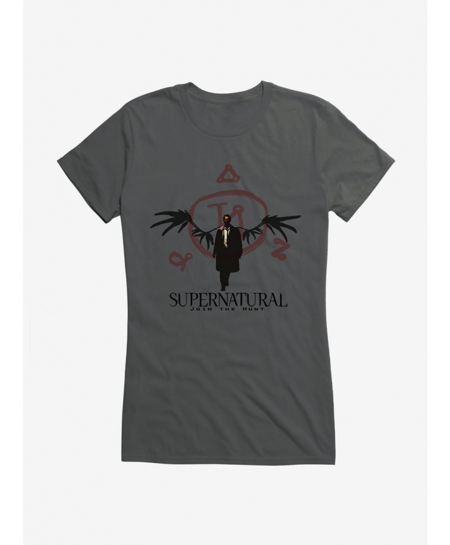 Seasonal Sale Supernatural Castiel Angel Seal Girls T-Shirt $9.36 T-Shirts