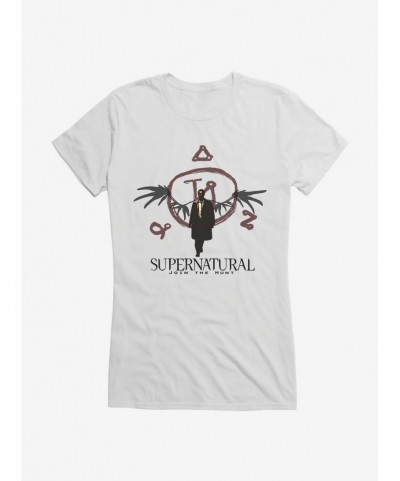 Seasonal Sale Supernatural Castiel Angel Seal Girls T-Shirt $9.36 T-Shirts