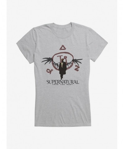 Seasonal Sale Supernatural Castiel Angel Seal Girls T-Shirt $9.36 T-Shirts