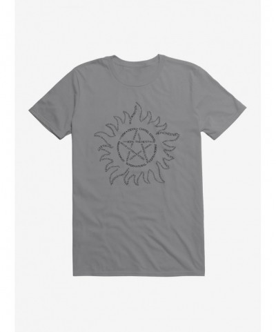 Flash Sale Supernatural Devil's Trap Typography T-Shirt $9.56 T-Shirts