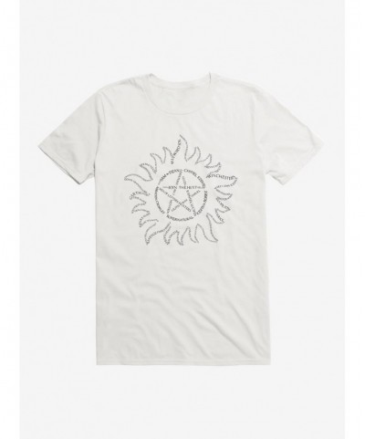 Flash Sale Supernatural Devil's Trap Typography T-Shirt $9.56 T-Shirts