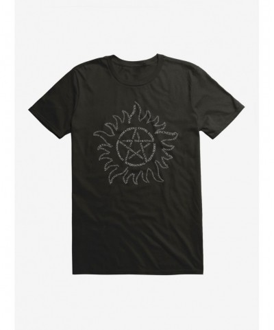 Flash Sale Supernatural Devil's Trap Typography T-Shirt $9.56 T-Shirts