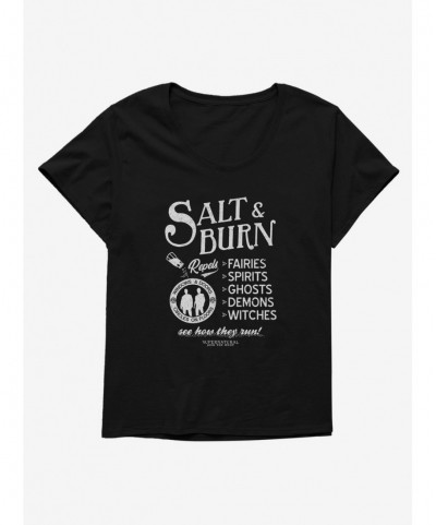 Unique Supernatural Salt & Burn Girls Plus Size T-Shirt $6.94 T-Shirts