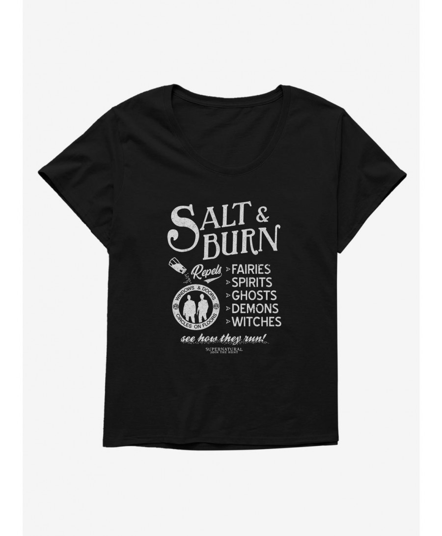 Unique Supernatural Salt & Burn Girls Plus Size T-Shirt $6.94 T-Shirts